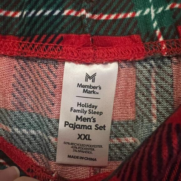 Member's Mark Plaid Pajama Pants Mens XXL 2XL Silky Fleece PJs Christmas Santa - Picture 3 of 4